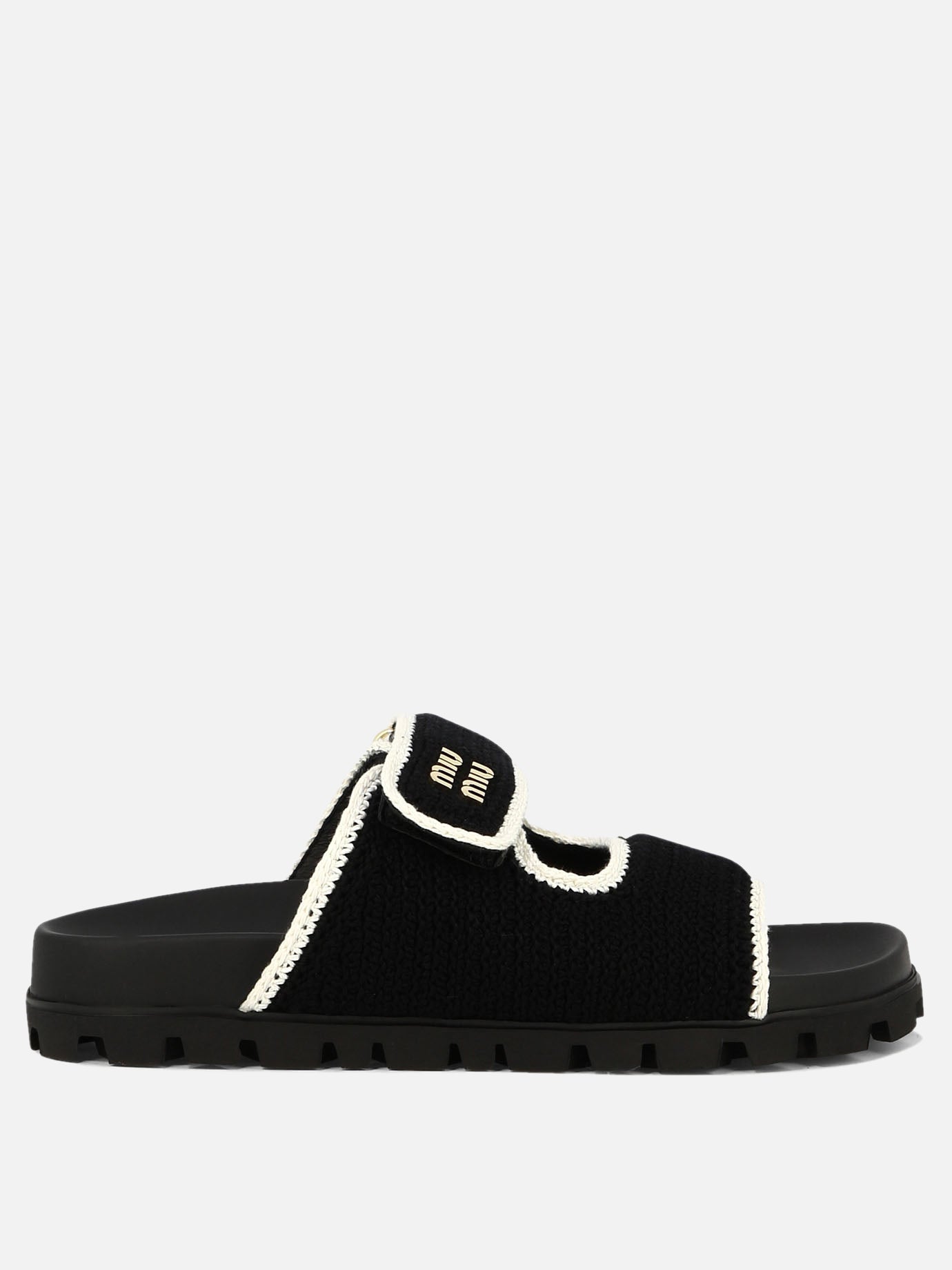 Miu Miu Crochet knit sandals Black - Women | VIETTI Online Store