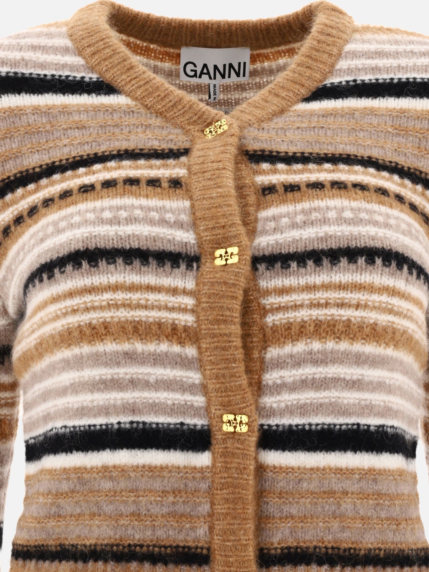 Ganni Striped cardigan 15059916_XS Brown 3