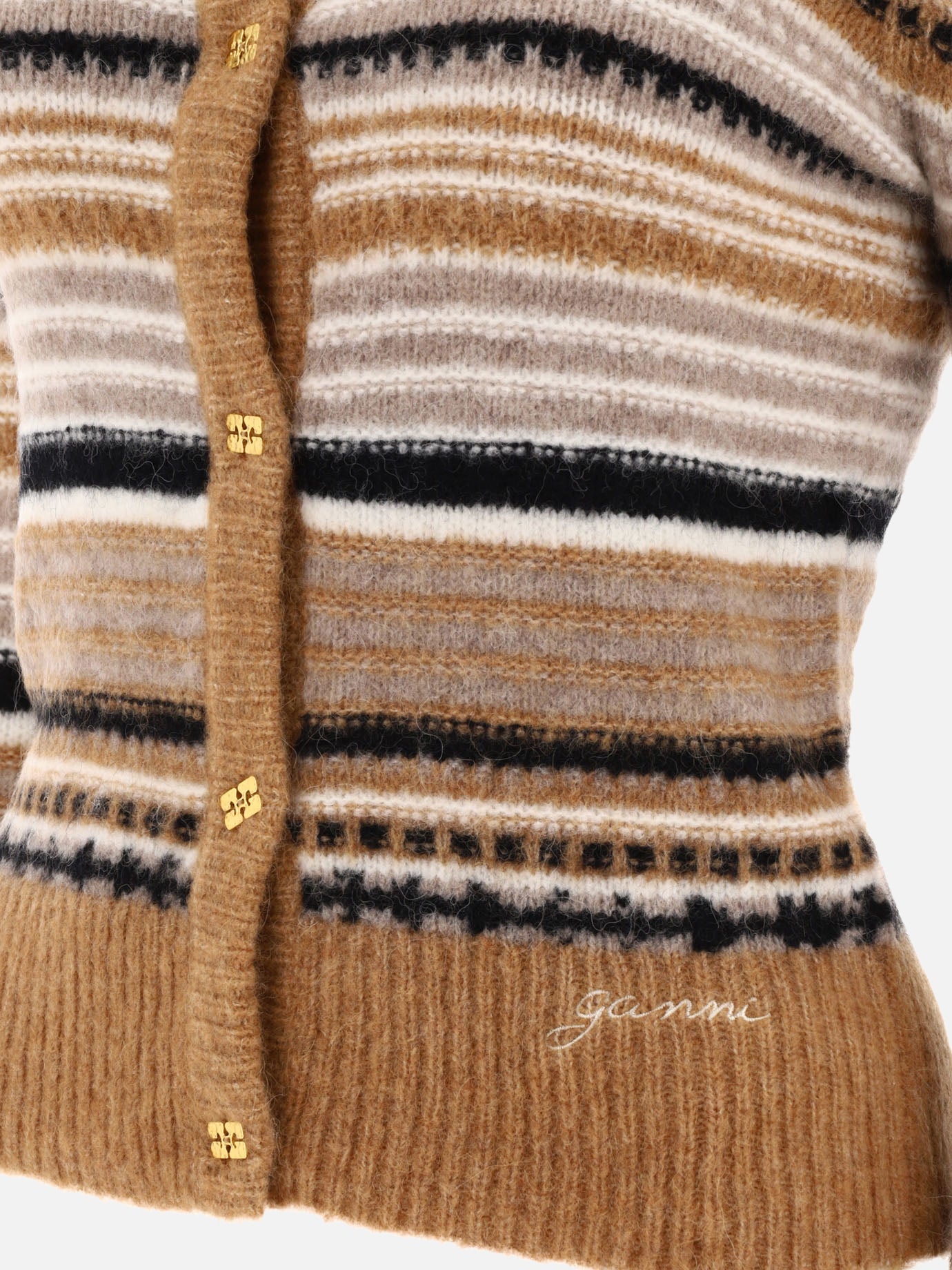 Ganni Striped cardigan 15059916_XS Brown 4