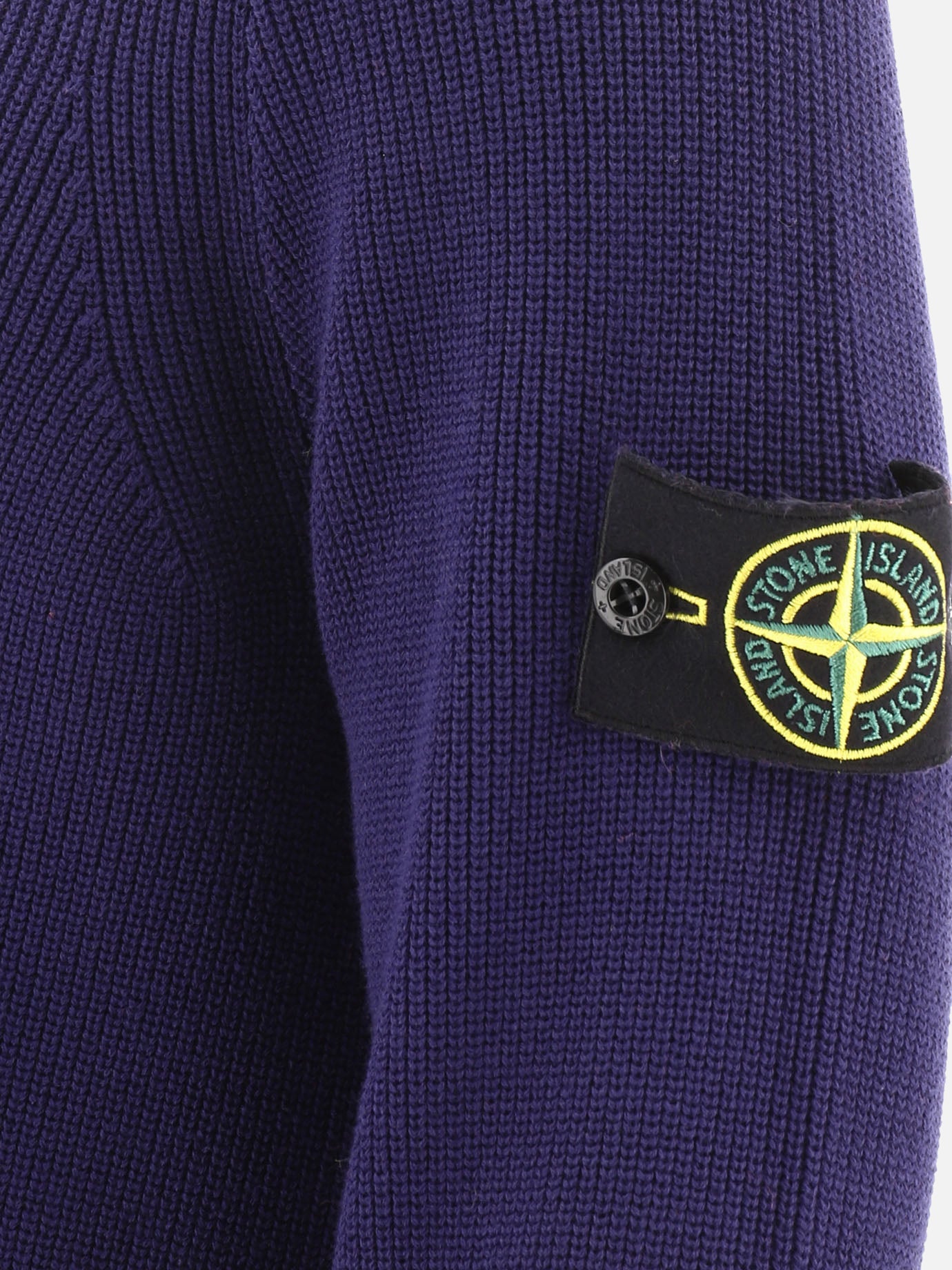 Stone Island "Compass" ribbed sweater Blue