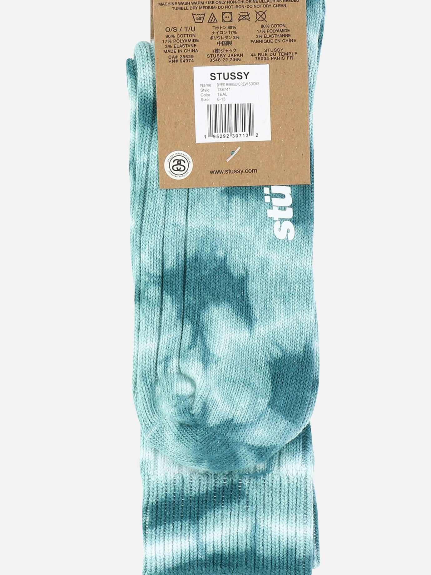 "Dyed Ribbed Crew" socks