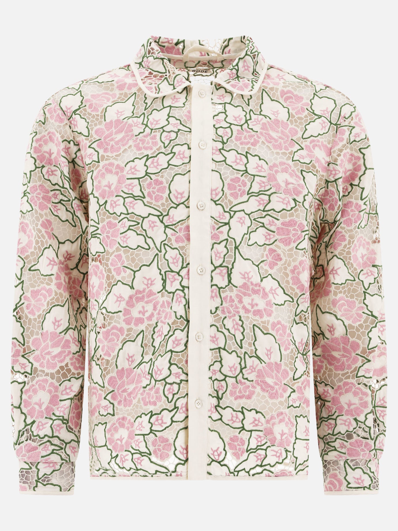 Bode "Peony Lace" shirt Pink