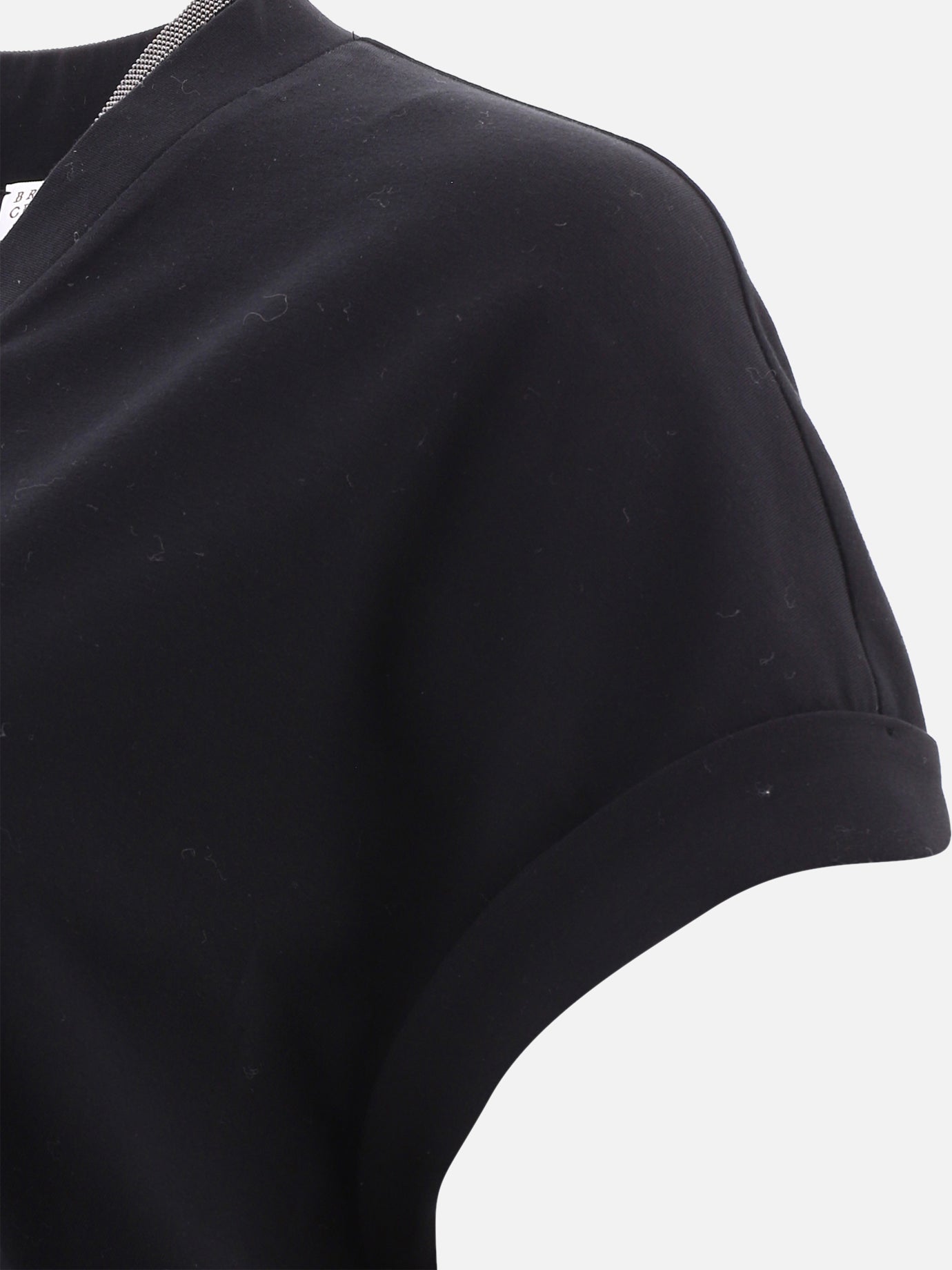V neck t-shirts Solid colour  Black - Brunello Cucinelli Women | PDP | VIETTI Online Store | Zoom-Modal_4
