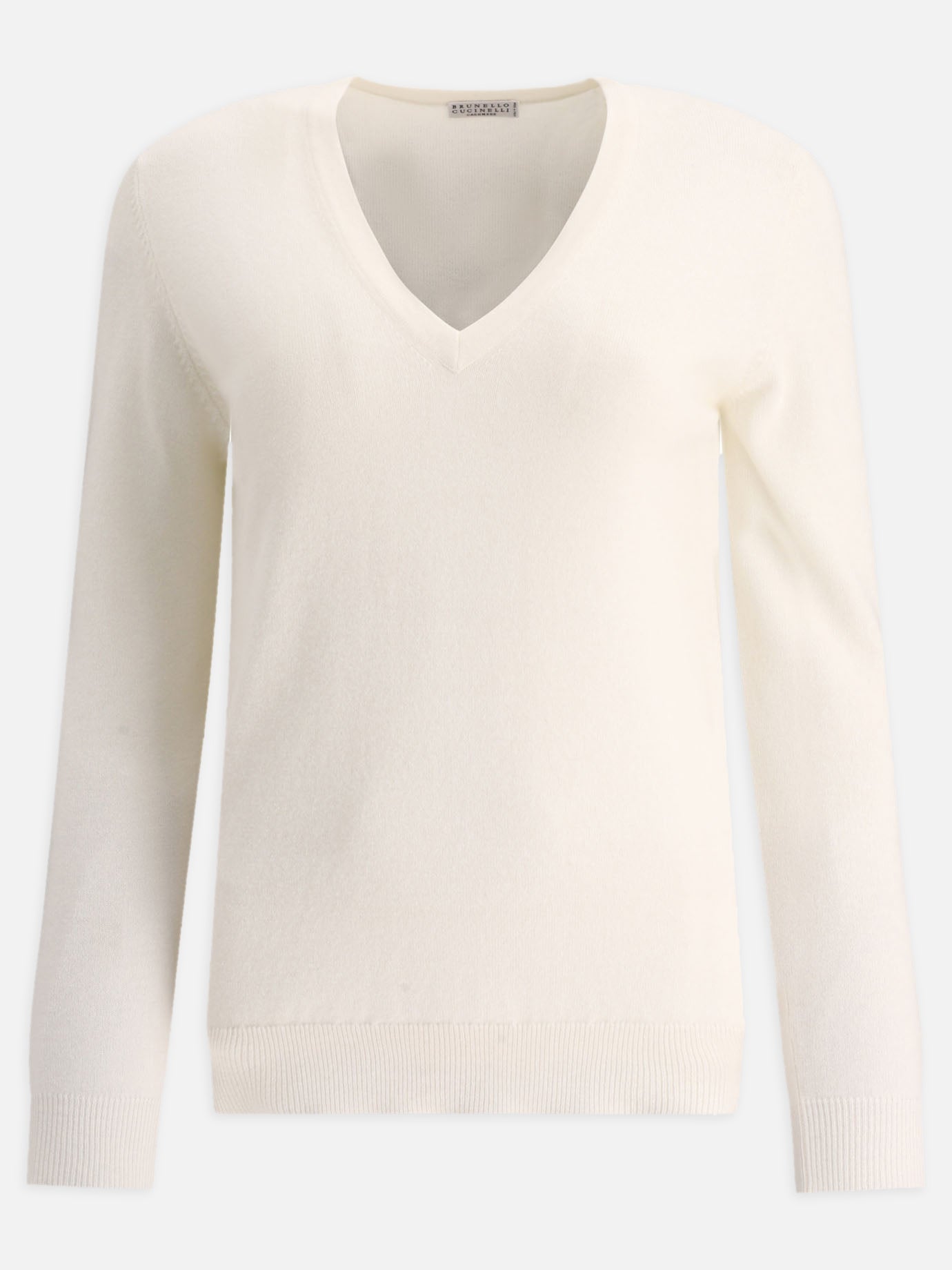 V neck sweaters 100% cashmere  White - Brunello Cucinelli Women | PDP | VIETTI Online Store | Zoom-Modal
