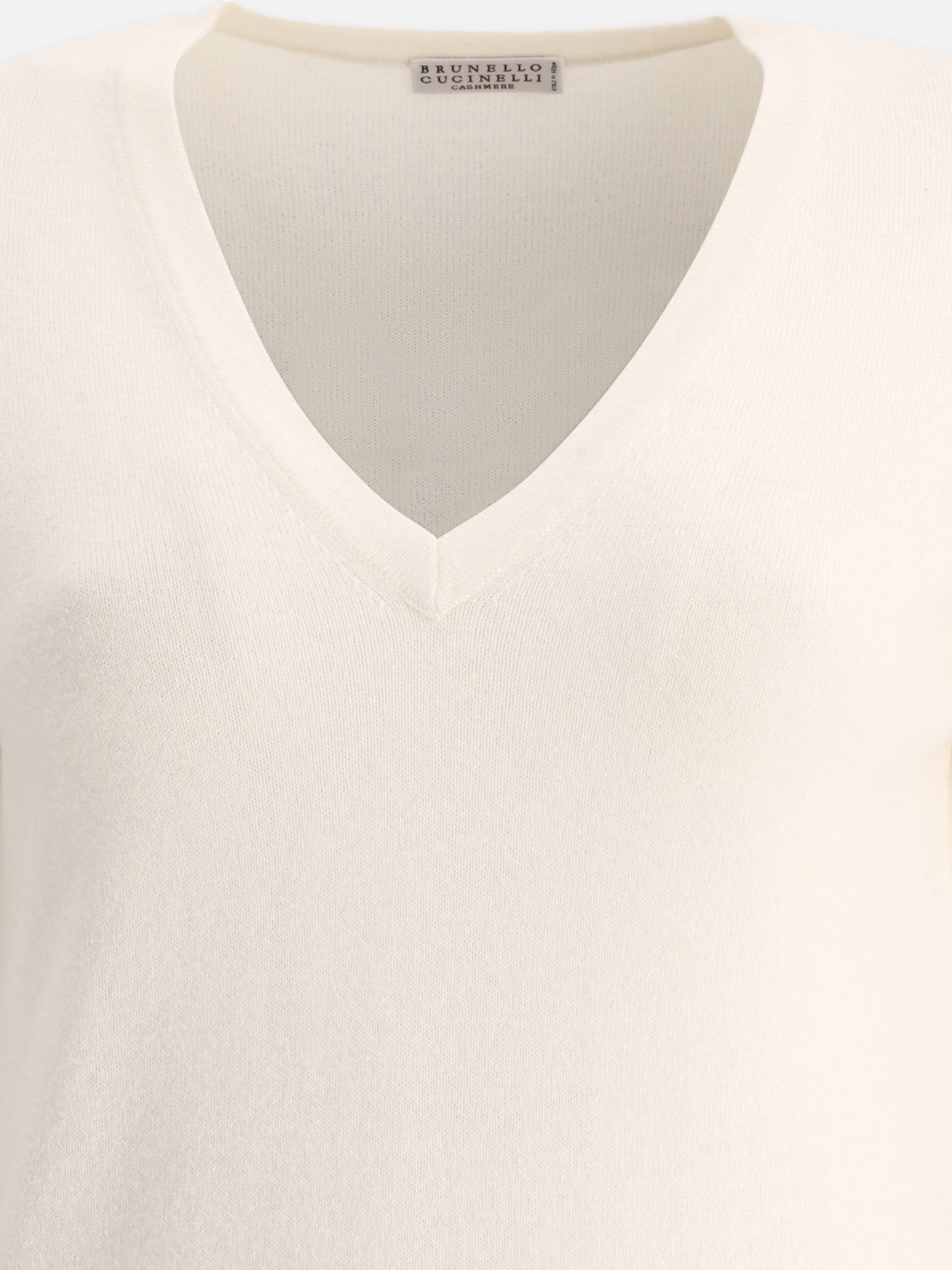 V neck sweaters 100% cashmere  White - Brunello Cucinelli Women | PDP | VIETTI Online Store | Zoom-Modal_3
