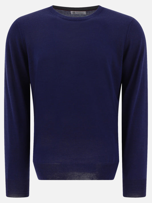 Crewneck sweaters 70% cashmere 30% silk  Blue - Brunello Cucinelli Men | PLP | VIETTI Online Store 
