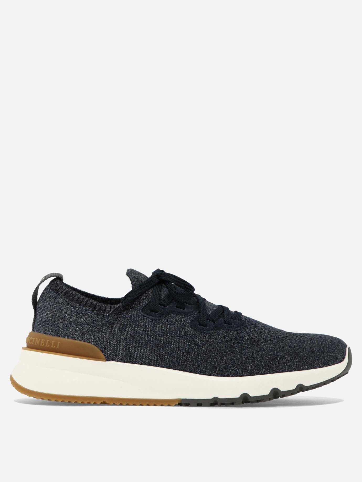 Low top sneakers 89% cotton 10% polyamide 1% elastane - 100% rubber  Blue - Brunello Cucinelli Men | PDP | VIETTI Online Store | thumbnail
