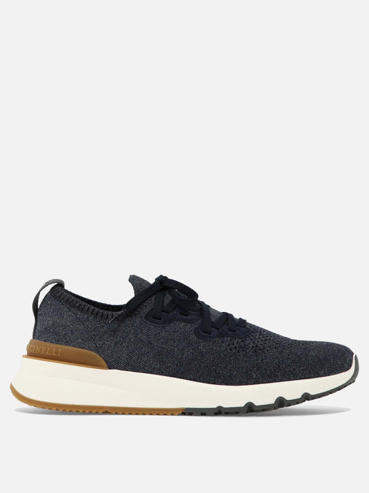 Low top sneakers 89% cotton 10% polyamide 1% elastane - 100% rubber  Blue - Brunello Cucinelli Men | PLP | VIETTI Online Store 
