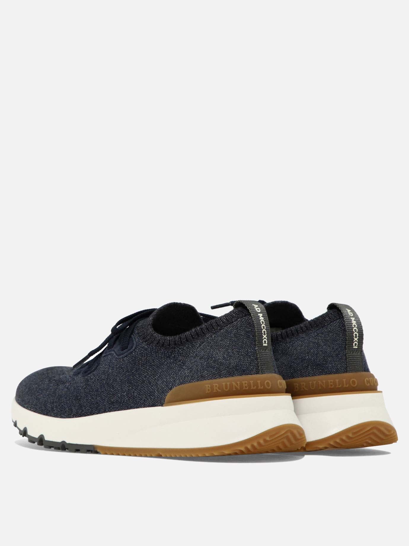 Low top sneakers 89% cotton 10% polyamide 1% elastane - 100% rubber  Blue - Brunello Cucinelli Men | PDP | VIETTI Online Store | Zoom-Modal_4
