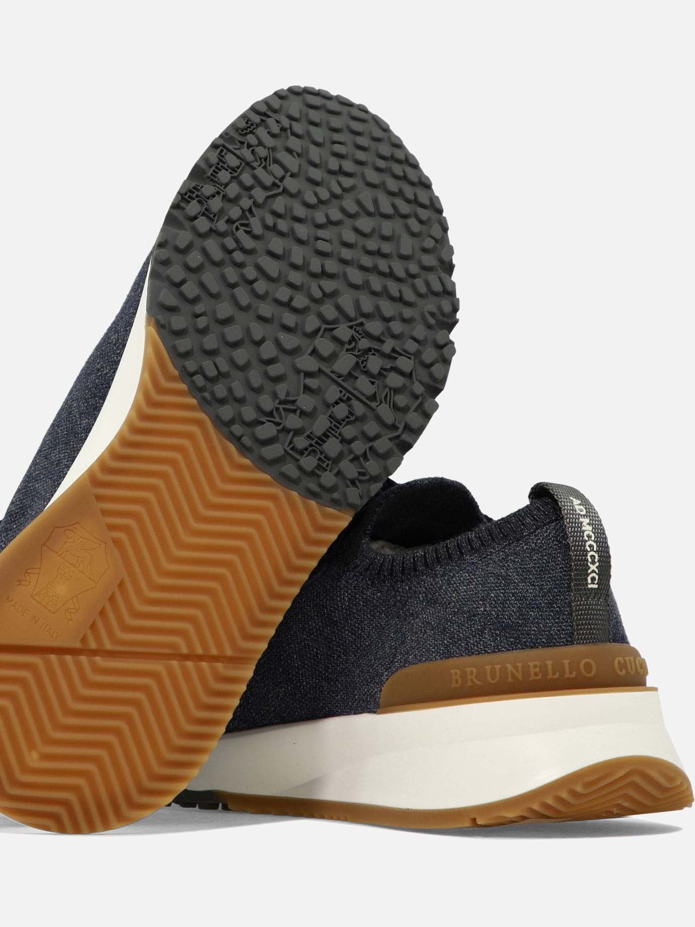 Low top sneakers 89% cotton 10% polyamide 1% elastane - 100% rubber  Blue - Brunello Cucinelli Men | PDP | VIETTI Online Store | Zoom-Modal_5
