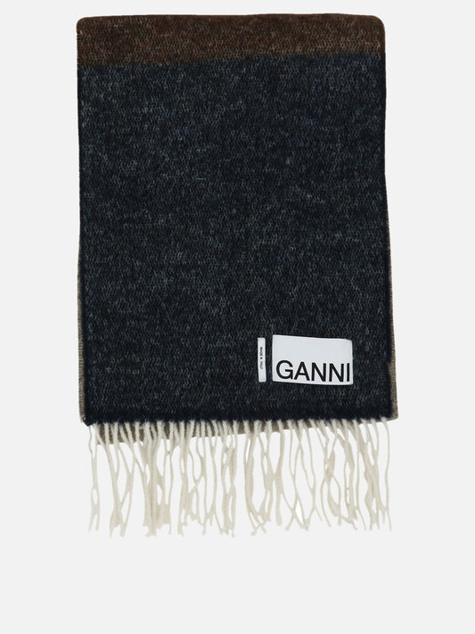 Fringed scarves 48% recycled wool 14% polyester 14% polyamide 13% acrylic 11% alpaca  Brown - Ganni Women | PLP | VIETTI Online Store 
