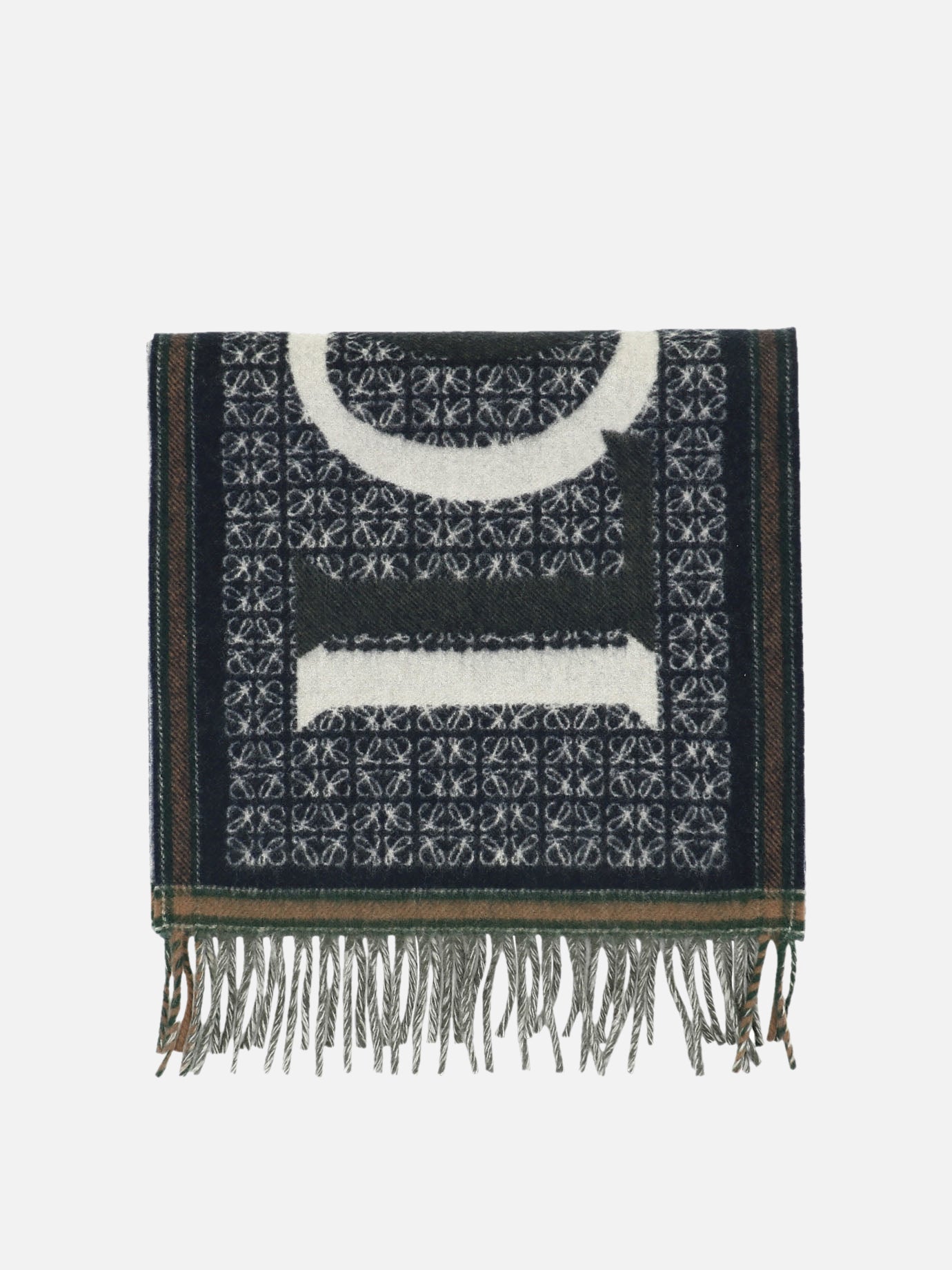 Fringed scarves 90% wool 10% cashmere  Blue - Loewe Men | PDP | VIETTI Online Store | Zoom-Modal
