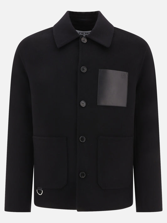 Short coats 72% wool 20% leather 8% cashmere  Black - Loewe Men | PLP | VIETTI Online Store 
