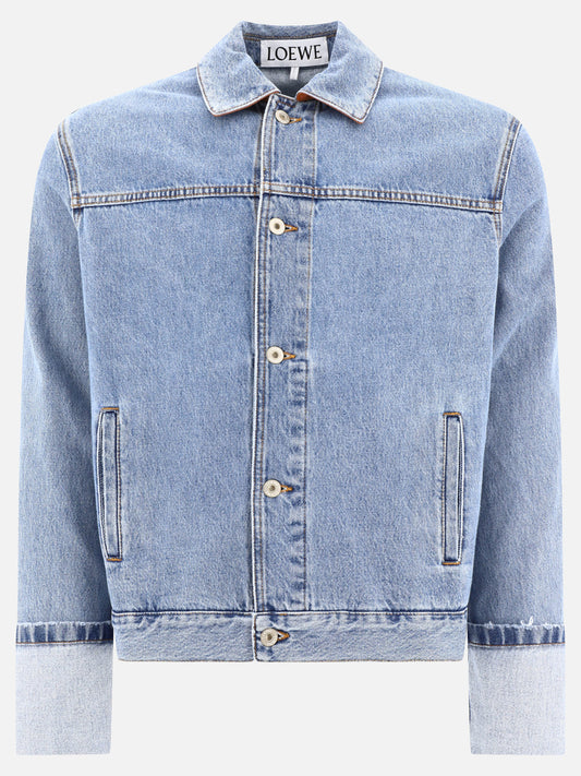 Denim jackets 80% cotton 20% leather  Light blue - Loewe Men | PLP | VIETTI Online Store 
