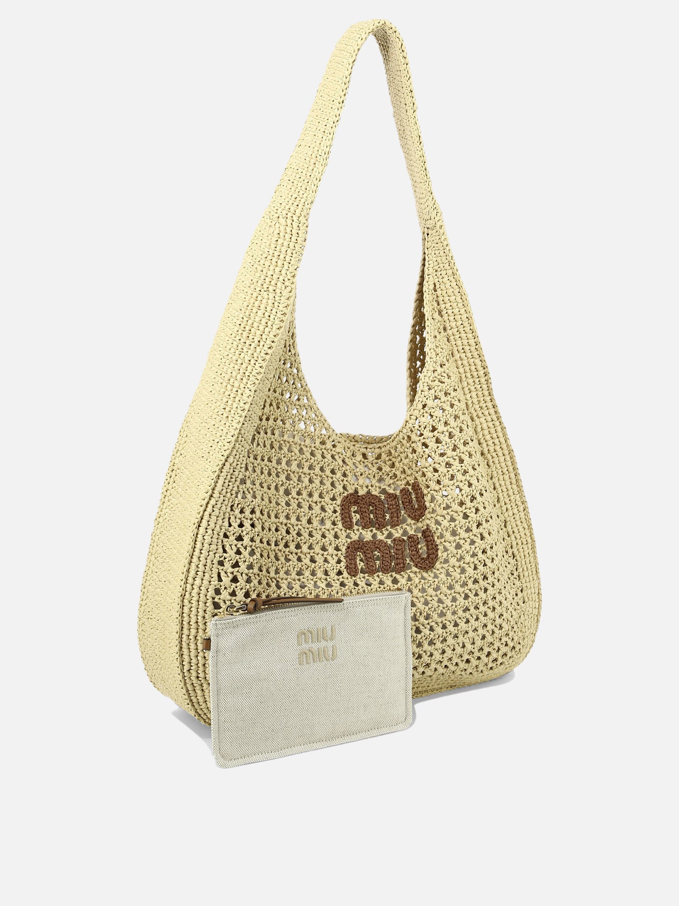 Miu Miu Crochet shoulder bag with logo 13862185_UNI Beige thumbnail_2
