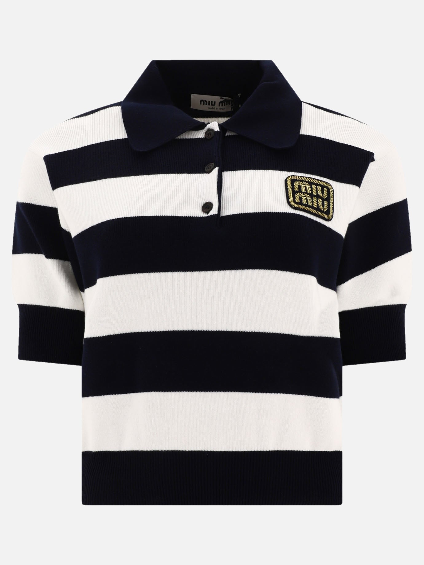 Polo shirts with buttons 90% cotton 9% polyamide 1% elastane  Blue - Miu Miu Women | PDP | VIETTI Online Store | Zoom-Modal
