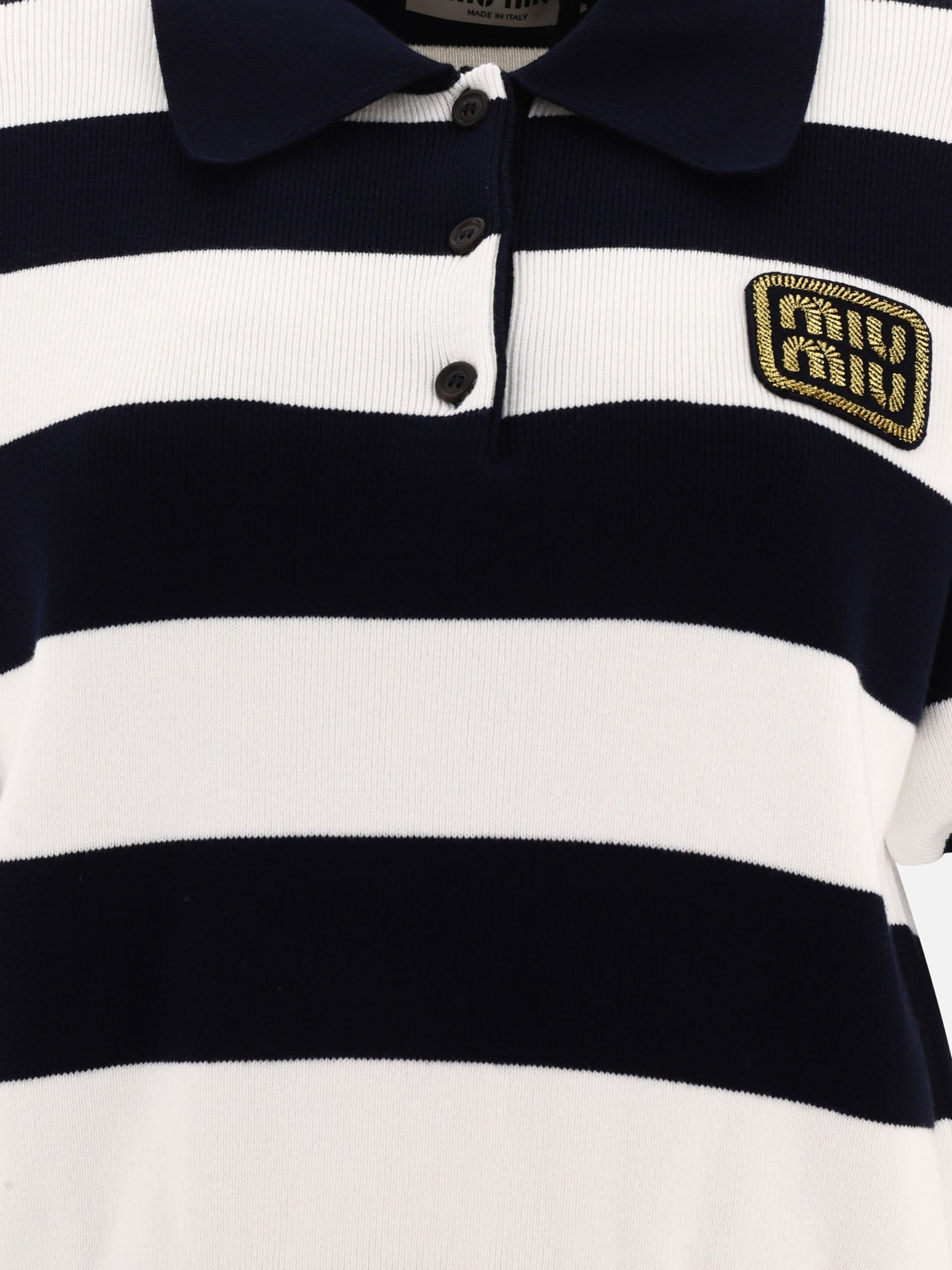 Polo shirts with buttons 90% cotton 9% polyamide 1% elastane  Blue - Miu Miu Women | PDP | VIETTI Online Store | thumbnail_3