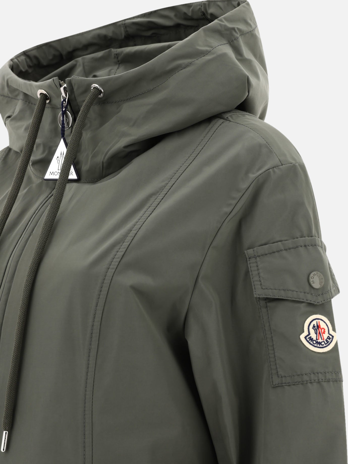 Raincoats & Trench coats 60% polyester 40% cotton  Green - Moncler Women | PDP | VIETTI Online Store | thumbnail_4