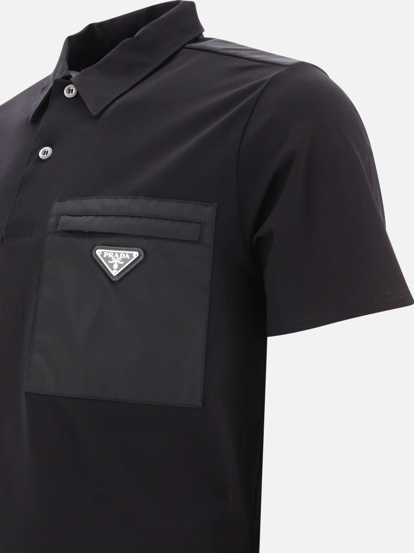 Polo shirts with buttons 92% cotton 8% elastane  Black - Prada Men | PDP | VIETTI Online Store | thumbnail_4
