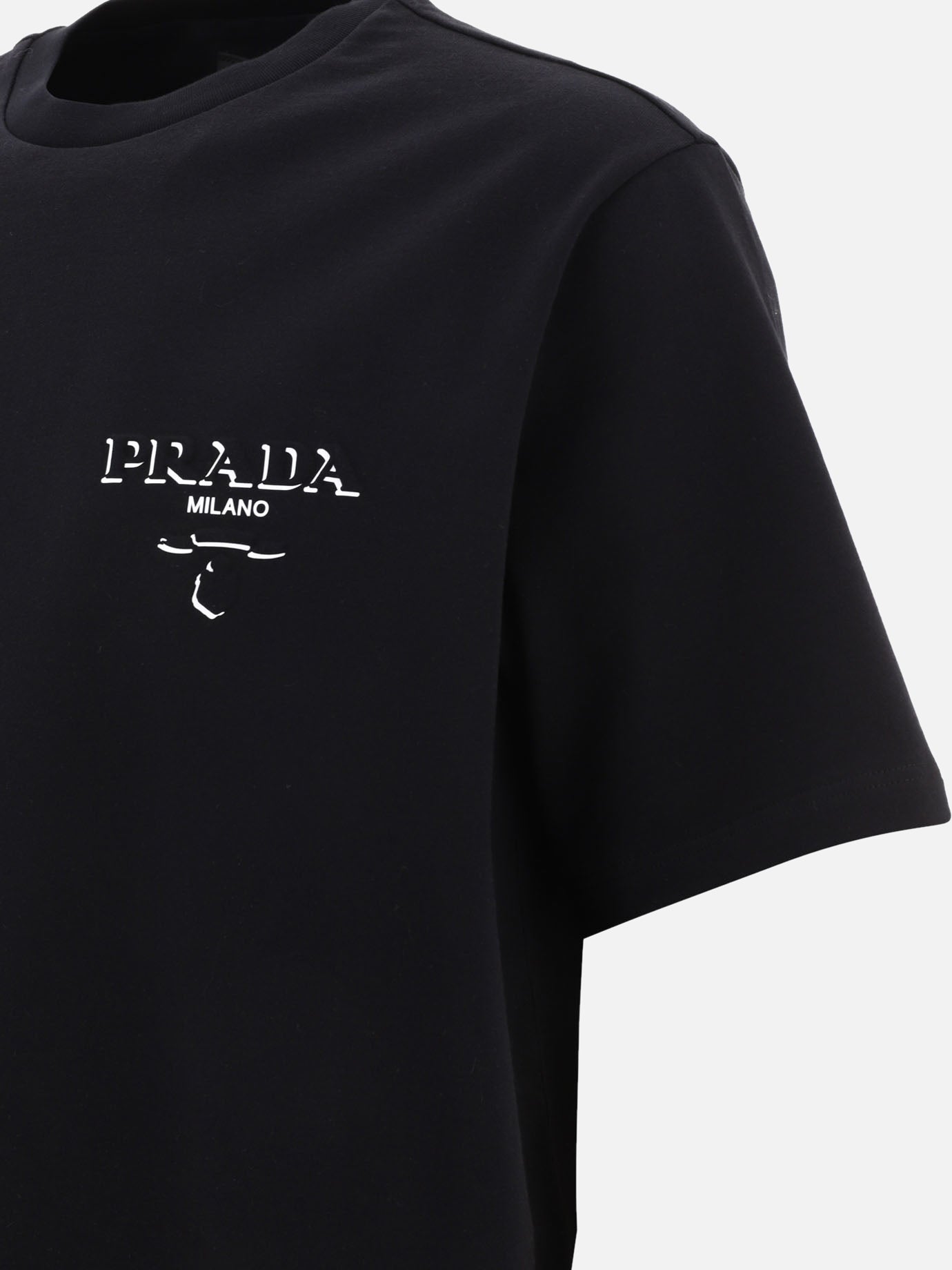 Crewneck t-shirts Logo  Black - Prada Men | PDP | VIETTI Online Store | thumbnail_4