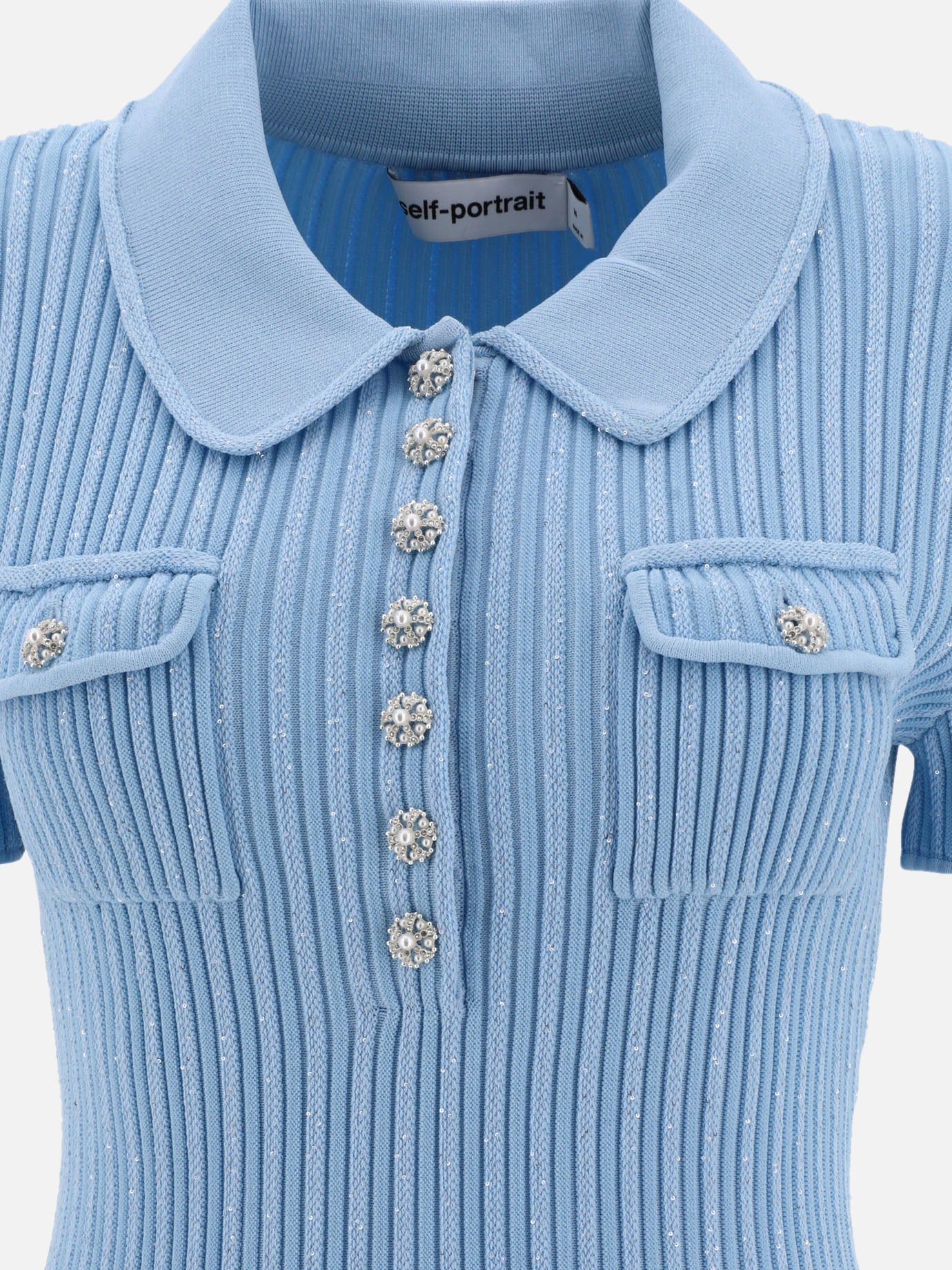 Mini dresses 58% viscose 41% polyamide 1% elastane  Light blue - Self-portrait Women | PDP | VIETTI Online Store | thumbnail_3