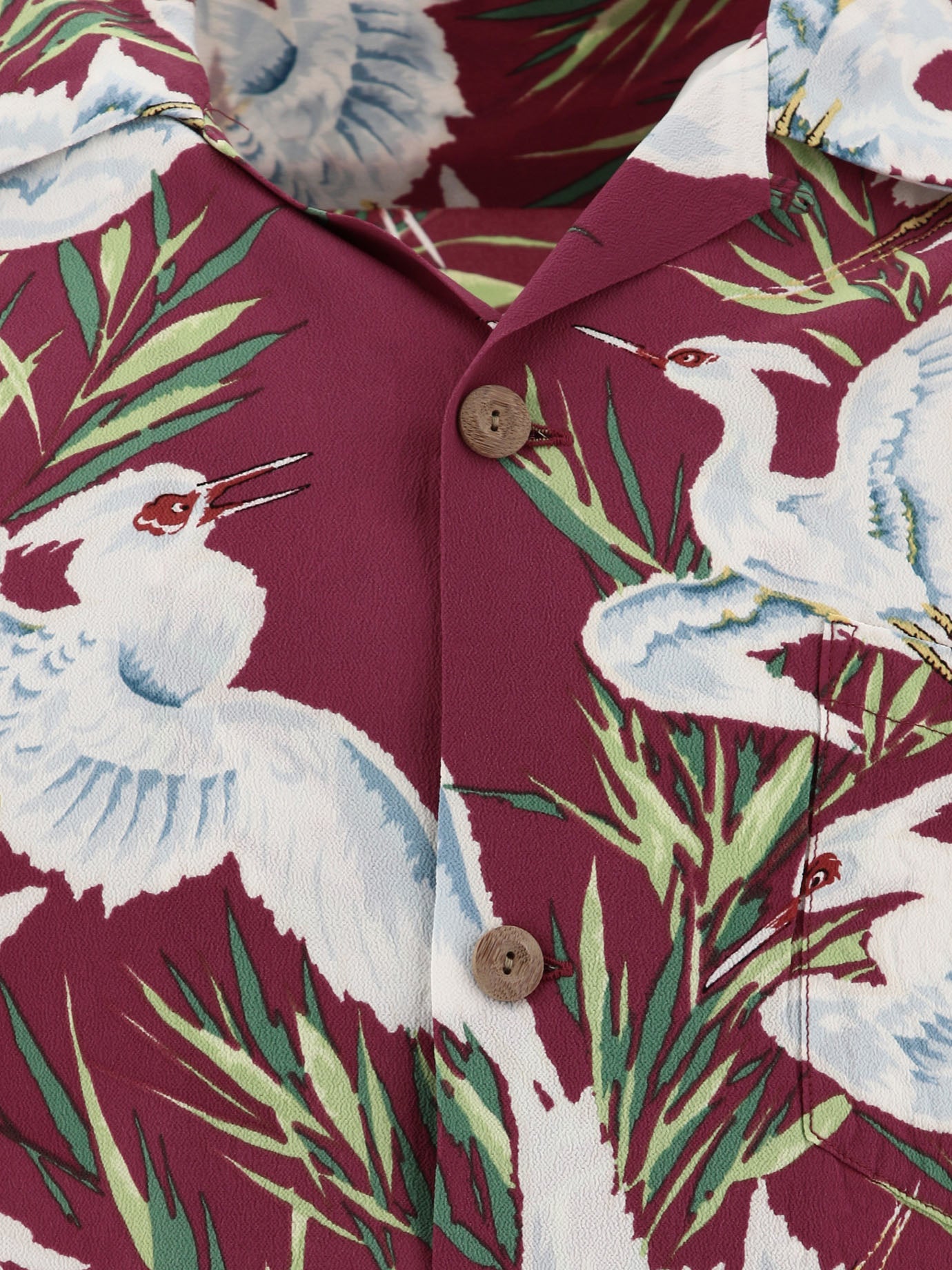 Sun Surf "White Egret" shirt Bordeaux