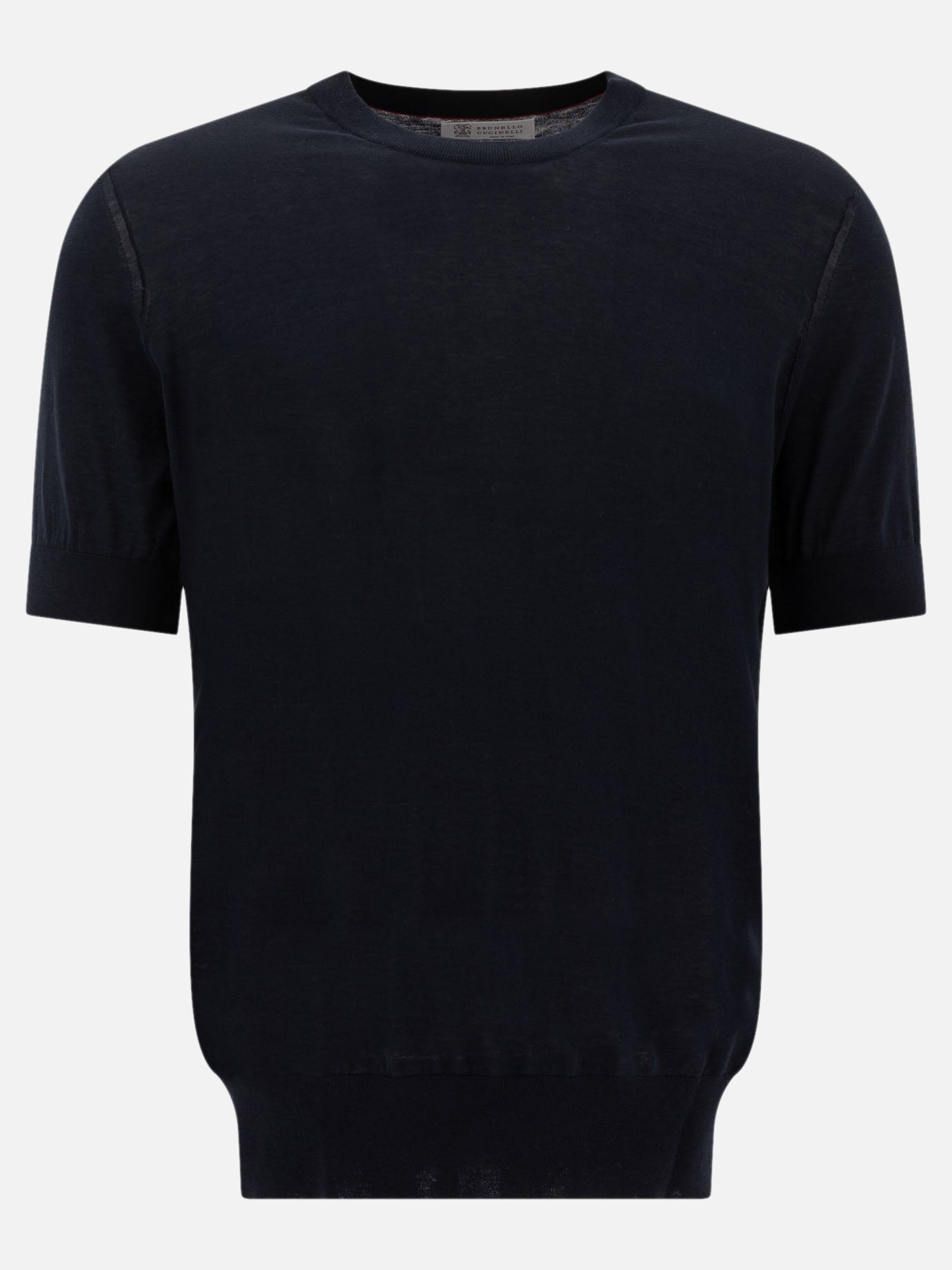 Crewneck t-shirts Solid colour  Blue - Brunello Cucinelli Men | PDP | VIETTI Online Store | Zoom-Modal
