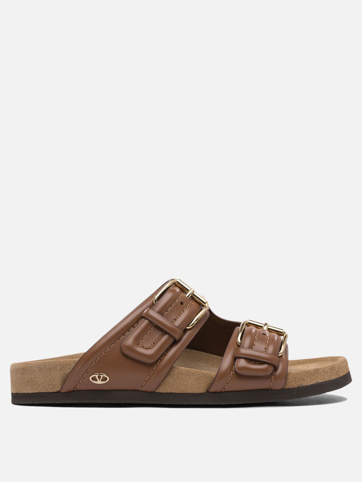 Flat sandals 100% calf leather - 100% leather  Brown - Valentino Garavani Women | PDP | VIETTI Online Store | thumbnail