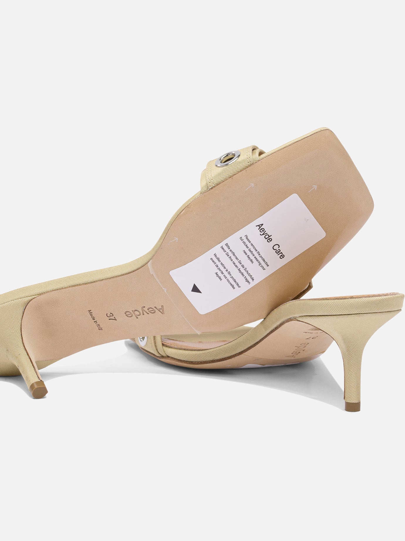 Heeled sandals 100% grosgrain - 100% cow leather  Beige - Aeyde Women | PDP | VIETTI Online Store | Zoom-Modal_5
