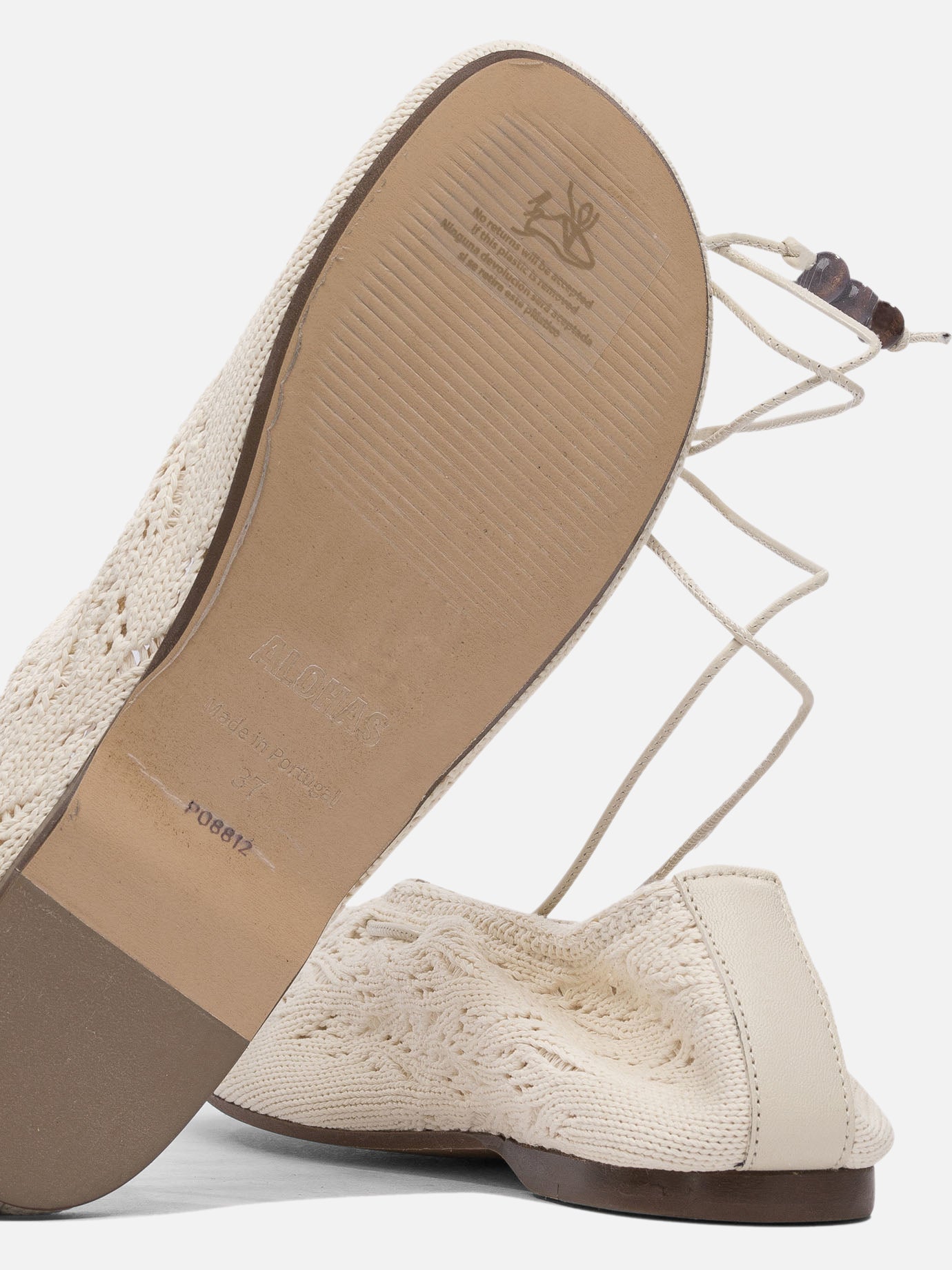 Classic ballet flats 50% relycled cotton 50% recycled polyester - 100% neolite  White - Alohas Women | PDP | VIETTI Online Store | Zoom-Modal_5
