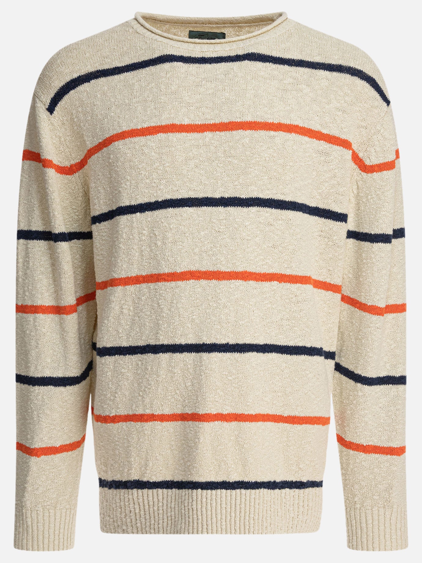 Beams Plus Striped crewneck sweater 10993804_S White thumbnail_1