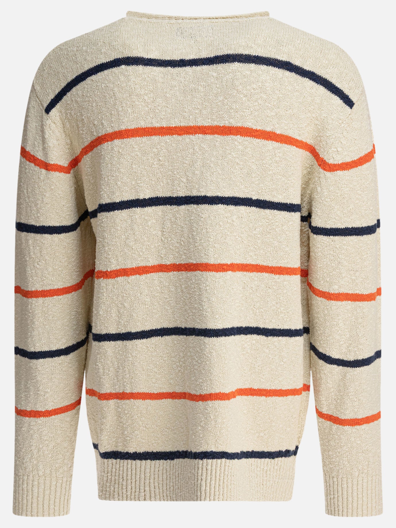 Beams Plus Striped crewneck sweater 10993804_S White thumbnail_2
