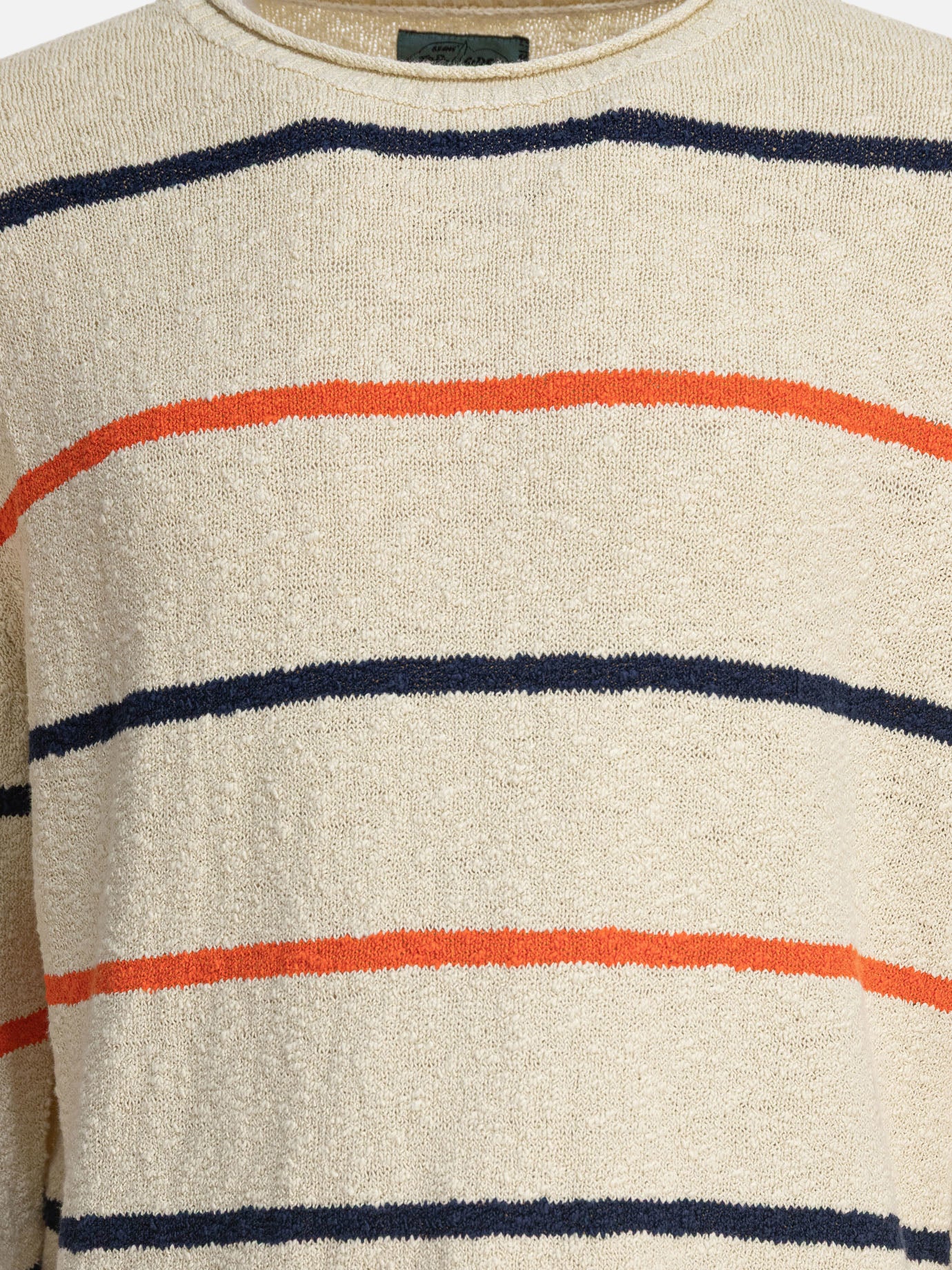 Beams Plus Striped crewneck sweater 10993804_S White thumbnail_3