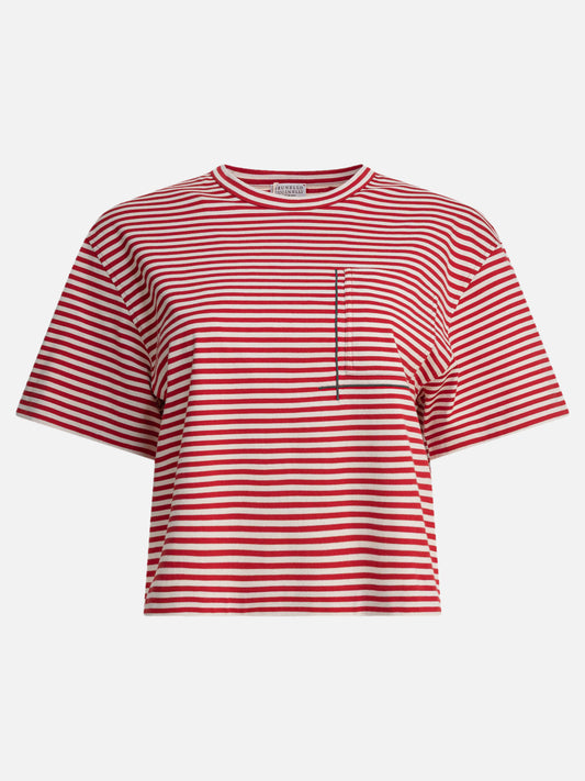 Crewneck t-shirts Striped  Red - Brunello Cucinelli Women | PLP | VIETTI Online Store 

