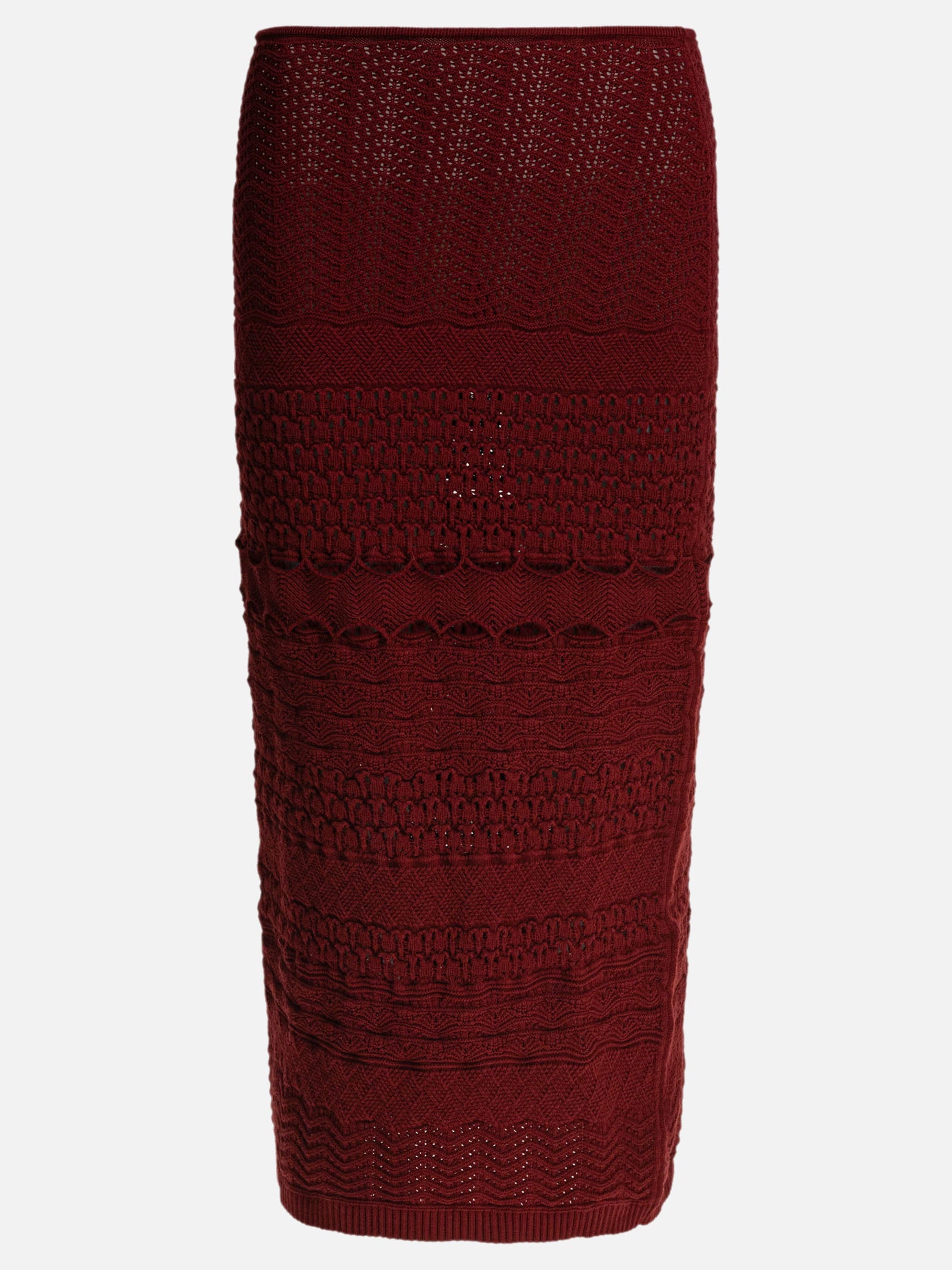 Long skirts Textured knit  Bordeaux - Elie Saab Women | PDP | VIETTI Online Store | thumbnail