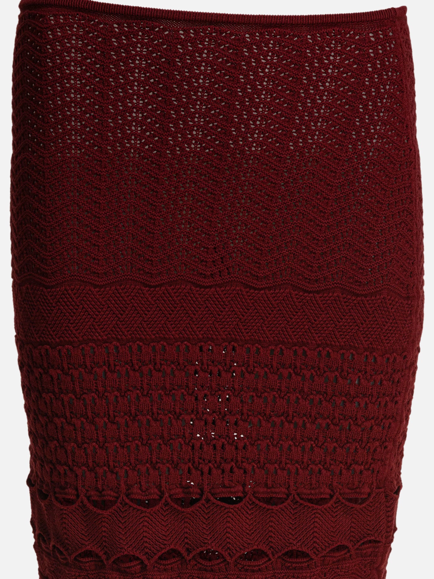 Long skirts Textured knit  Bordeaux - Elie Saab Women | PDP | VIETTI Online Store | thumbnail_3