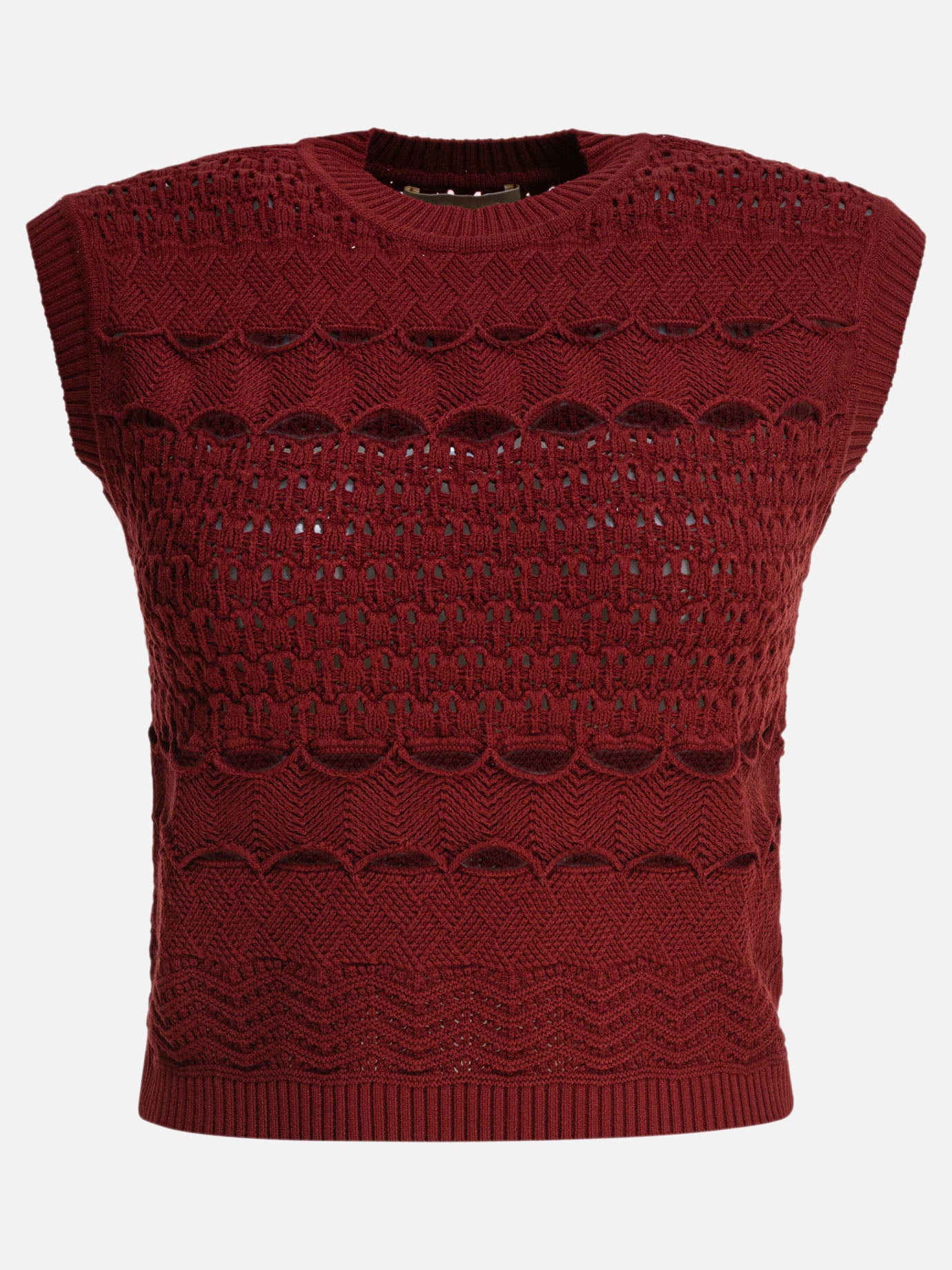 Crop tops Textured knit  Bordeaux - Elie Saab Women | PDP | VIETTI Online Store | thumbnail