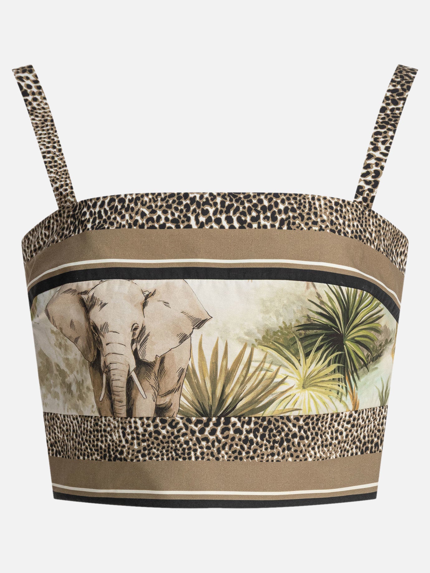 Crop tops Animal print  Brown - Elie Saab Women | PDP | VIETTI Online Store | thumbnail