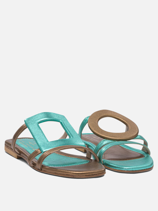 Flat sandals 100% leather - 90% leather 10% rubber  Light blue - Elina Linardaki Women | PDP | VIETTI Online Store | 2
