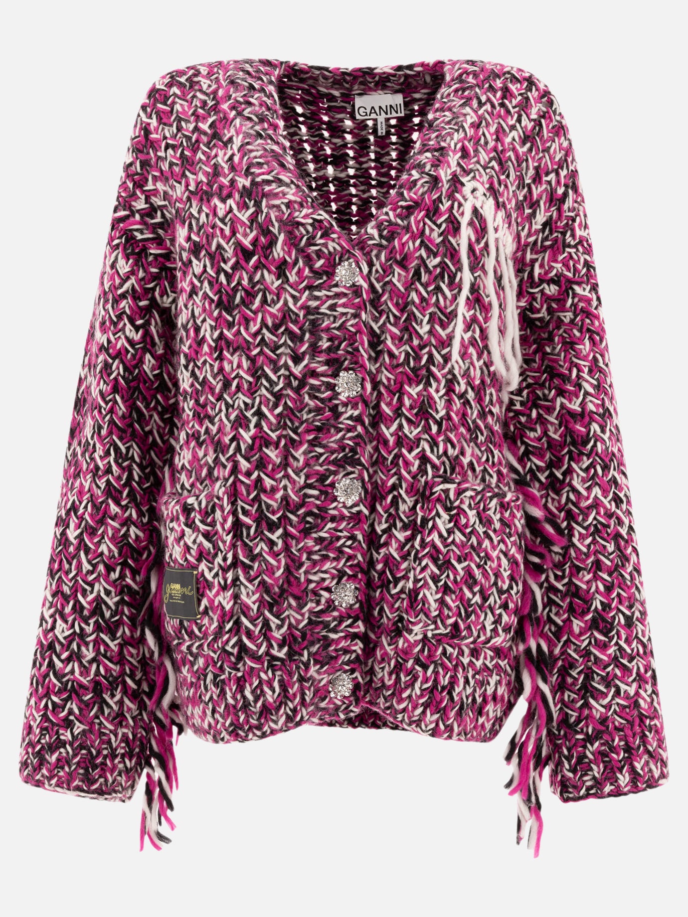 Cardigans Textured knit  Purple - Ganni Women | PDP | VIETTI Online Store | thumbnail