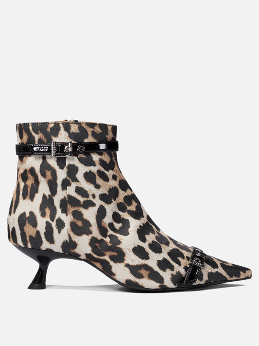 Ganni Leopard ankle boots 16863991_37 Brown 1