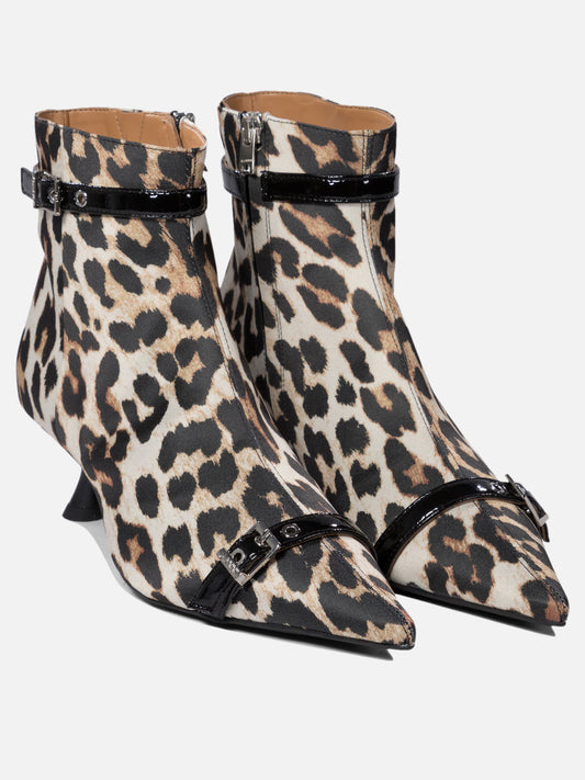 Ganni Leopard ankle boots 16863991_37 Brown 2