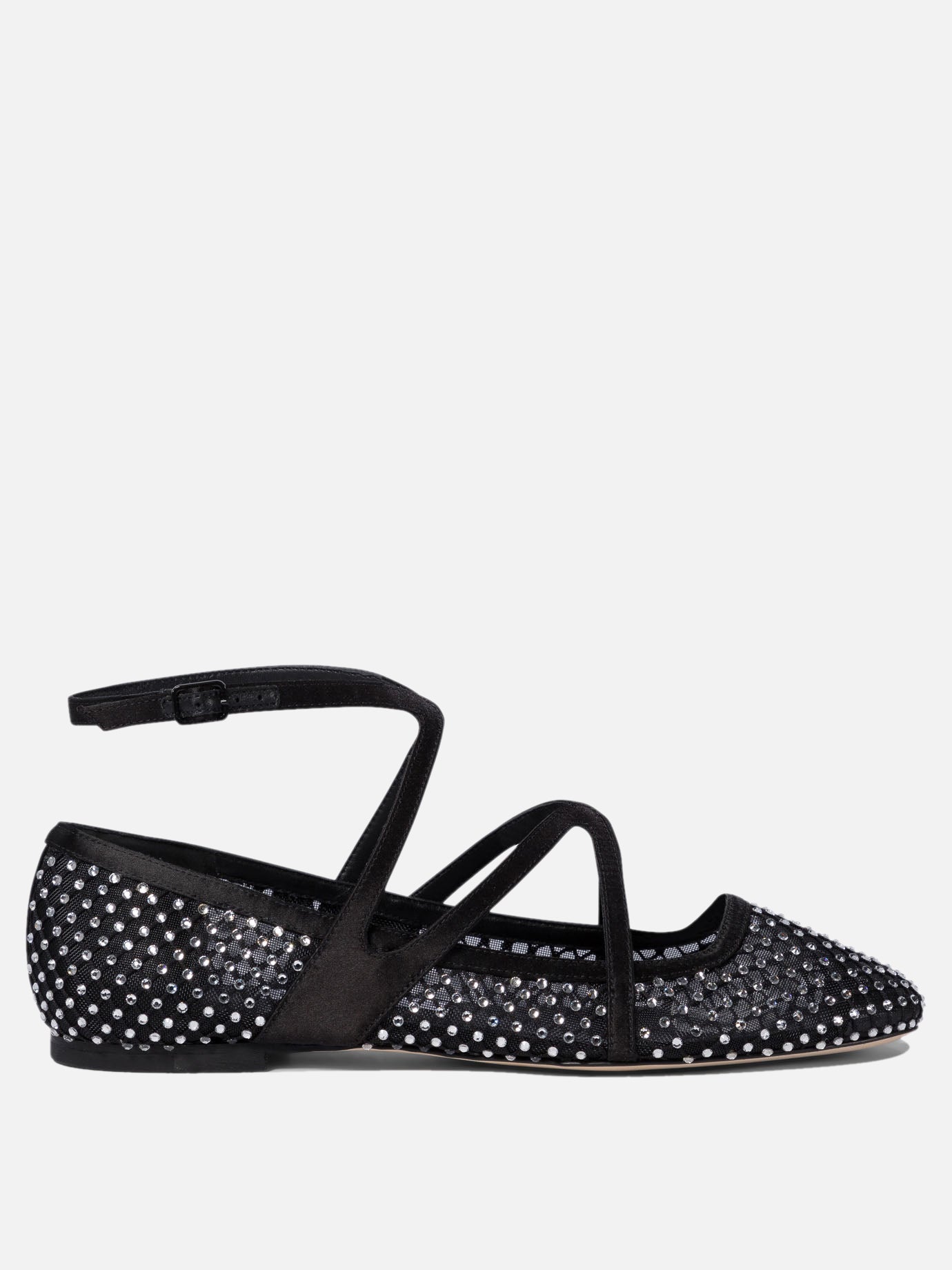 Classic ballet flats 80% polyamide 20% leather - 95% leather 5% rubber  Black - Jimmy Choo Women | PDP | VIETTI Online Store | Zoom-Modal
