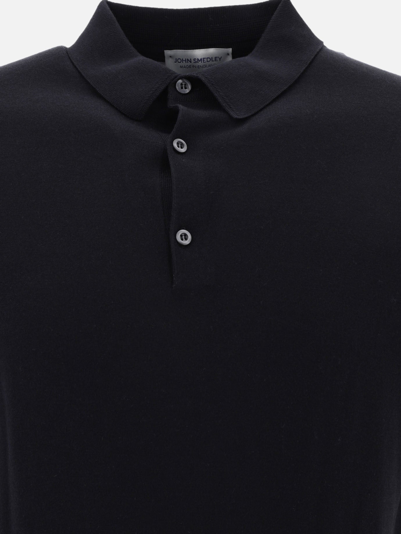 Polo shirts with buttons Solid colour  Black - John Smedley Men | PDP | VIETTI Online Store | thumbnail_3