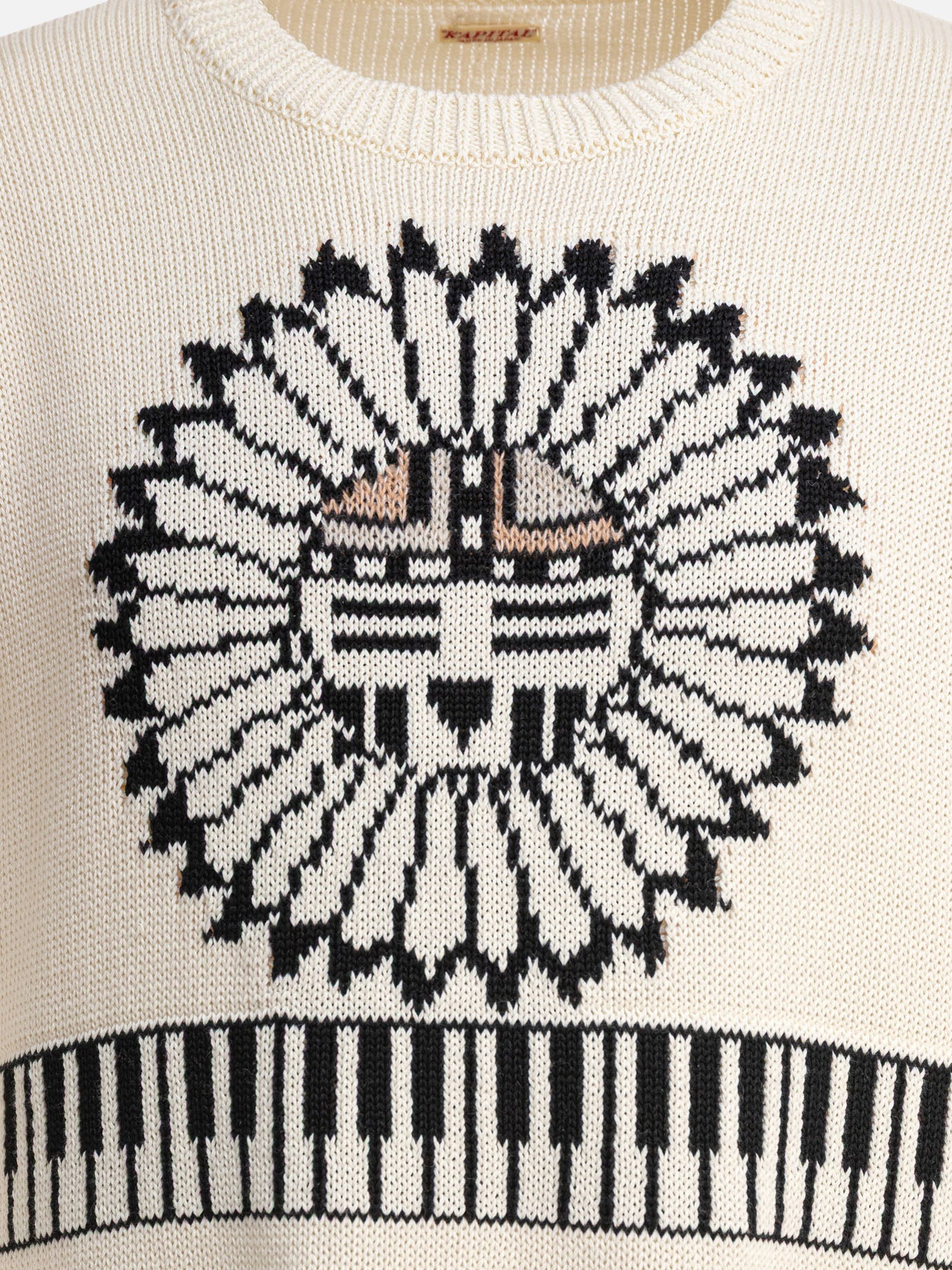 KAPITAL "Piano & Sun Face" Sweater Beige