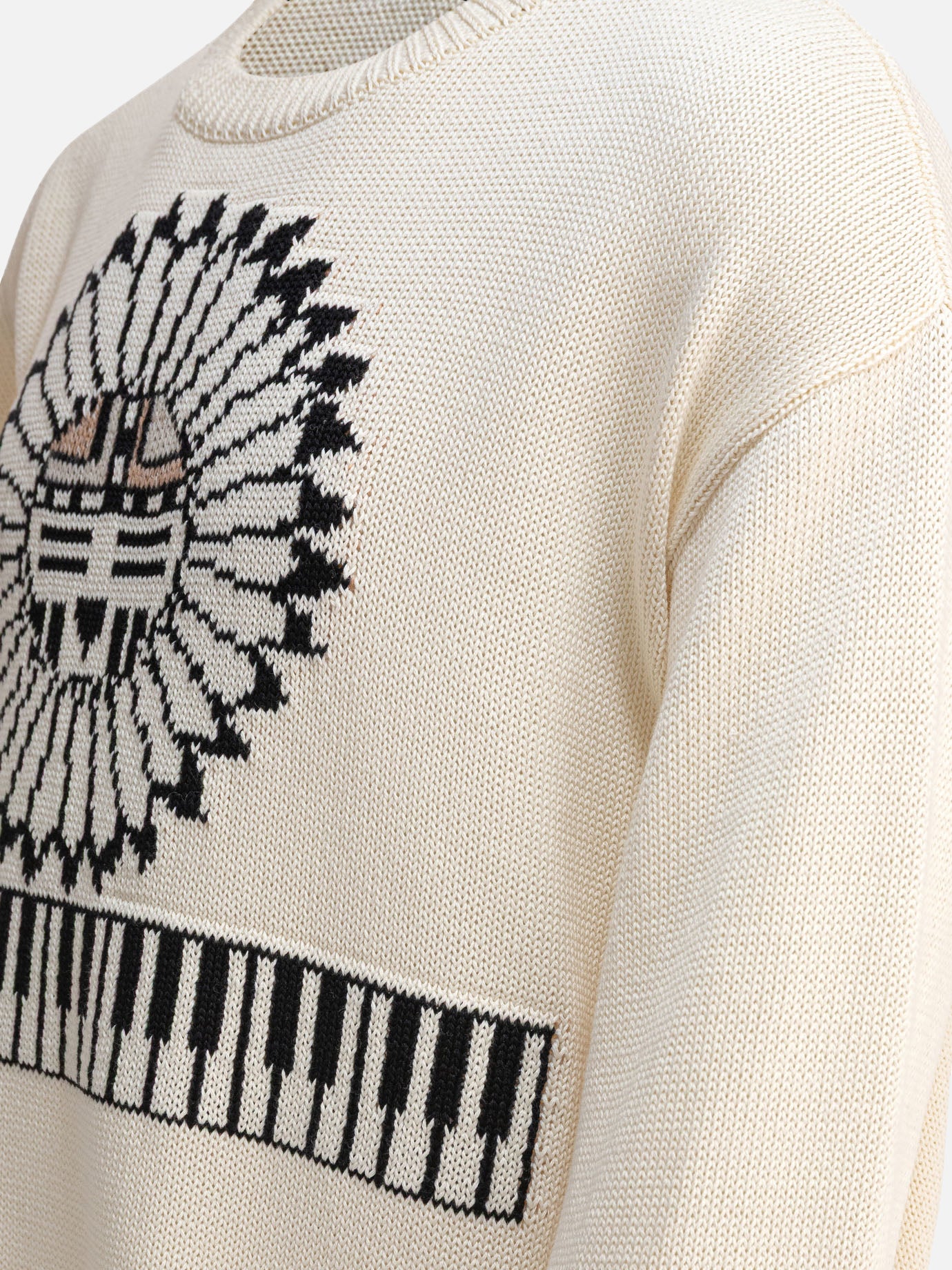 KAPITAL "Piano & Sun Face" Sweater Beige
