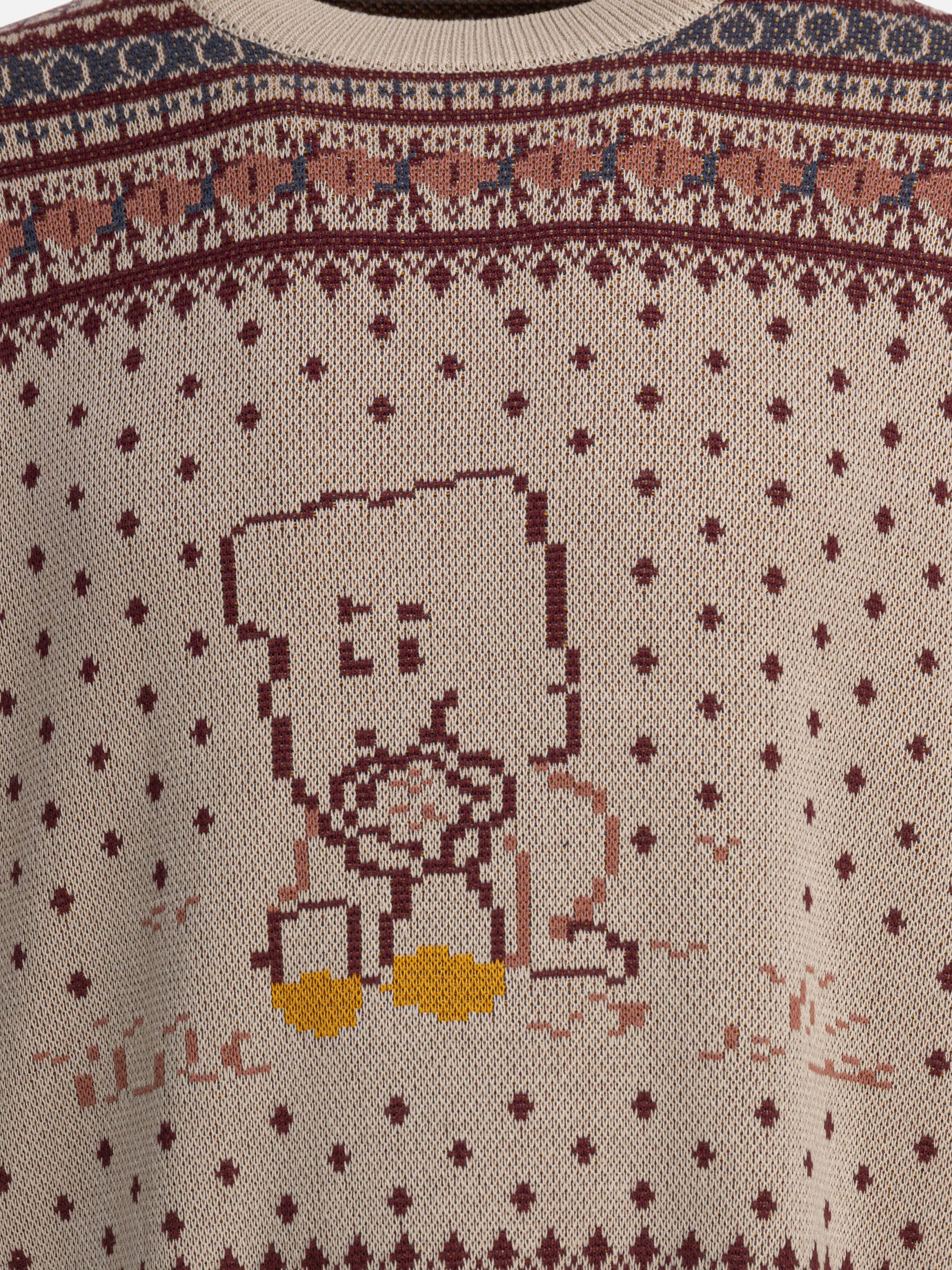 KAPITAL "Fair Isle Peckish Rainbowy" sweater Brown