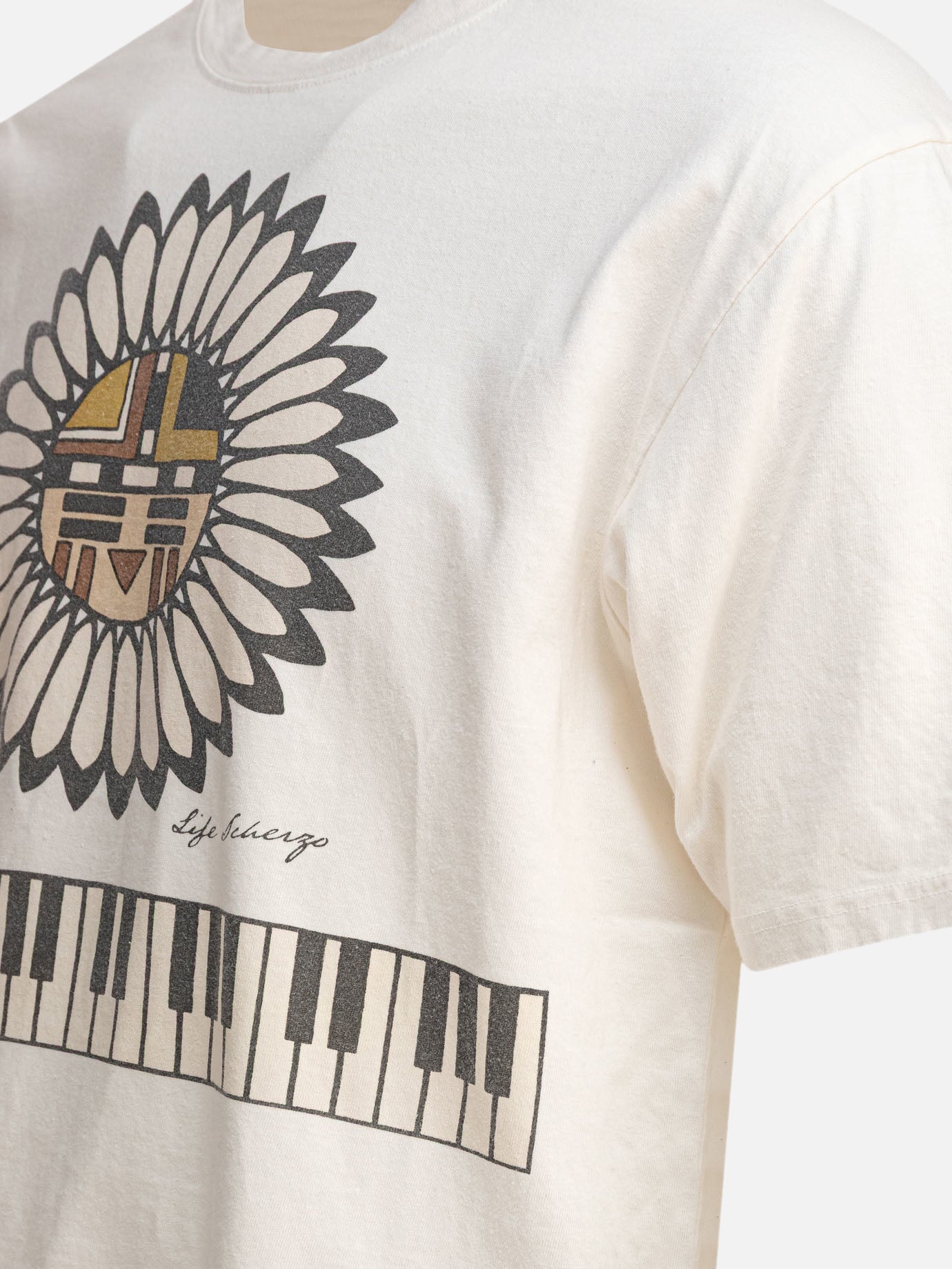 KAPITAL "Piano & Sun Face" T-shirt Beige
