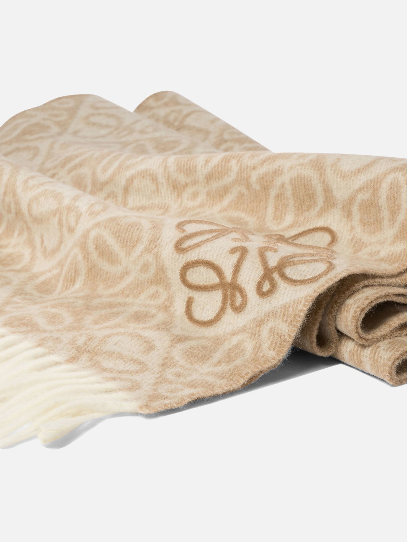 Loewe "Anagram" wool and cashmere scarf Beige