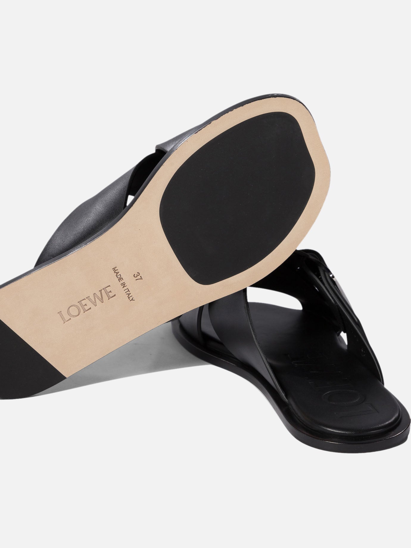 Flat sandals 100% leather - 100% leather  Black - Loewe Women | PDP | VIETTI Online Store | thumbnail_5
